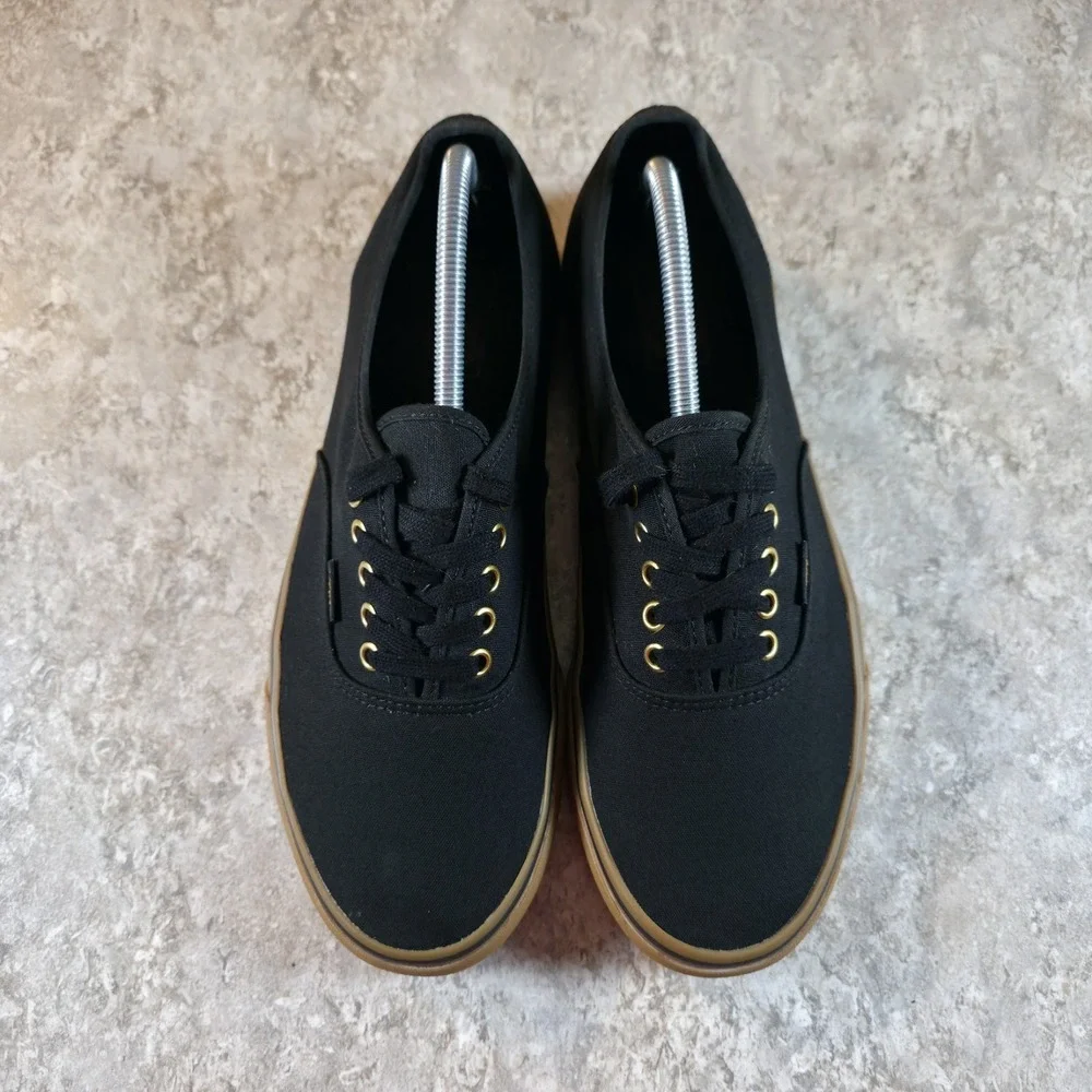 Vans Black Gold Canvas Skating Shoes Sneakers 721356 Gum Mens Size 11